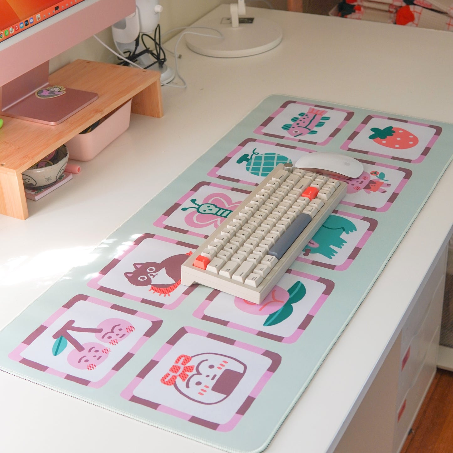 Green + Pink Desk Mat