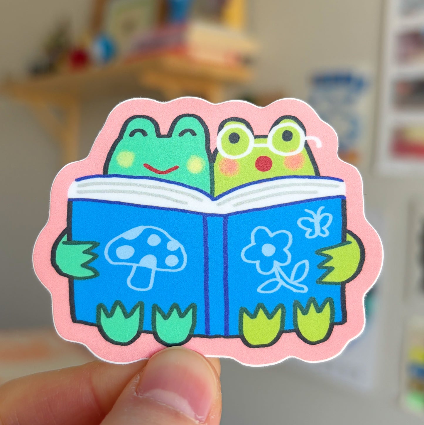 Frog Reading Sticker