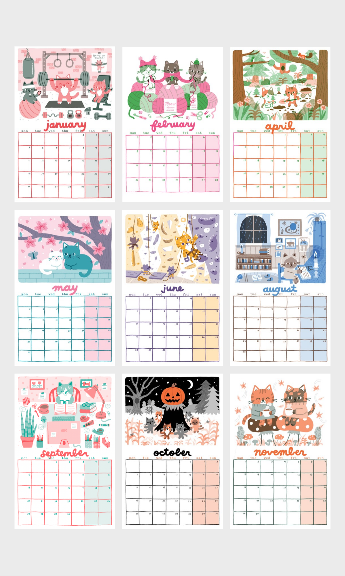 PRE-ORDER 2027 Risograph Cat Calendar