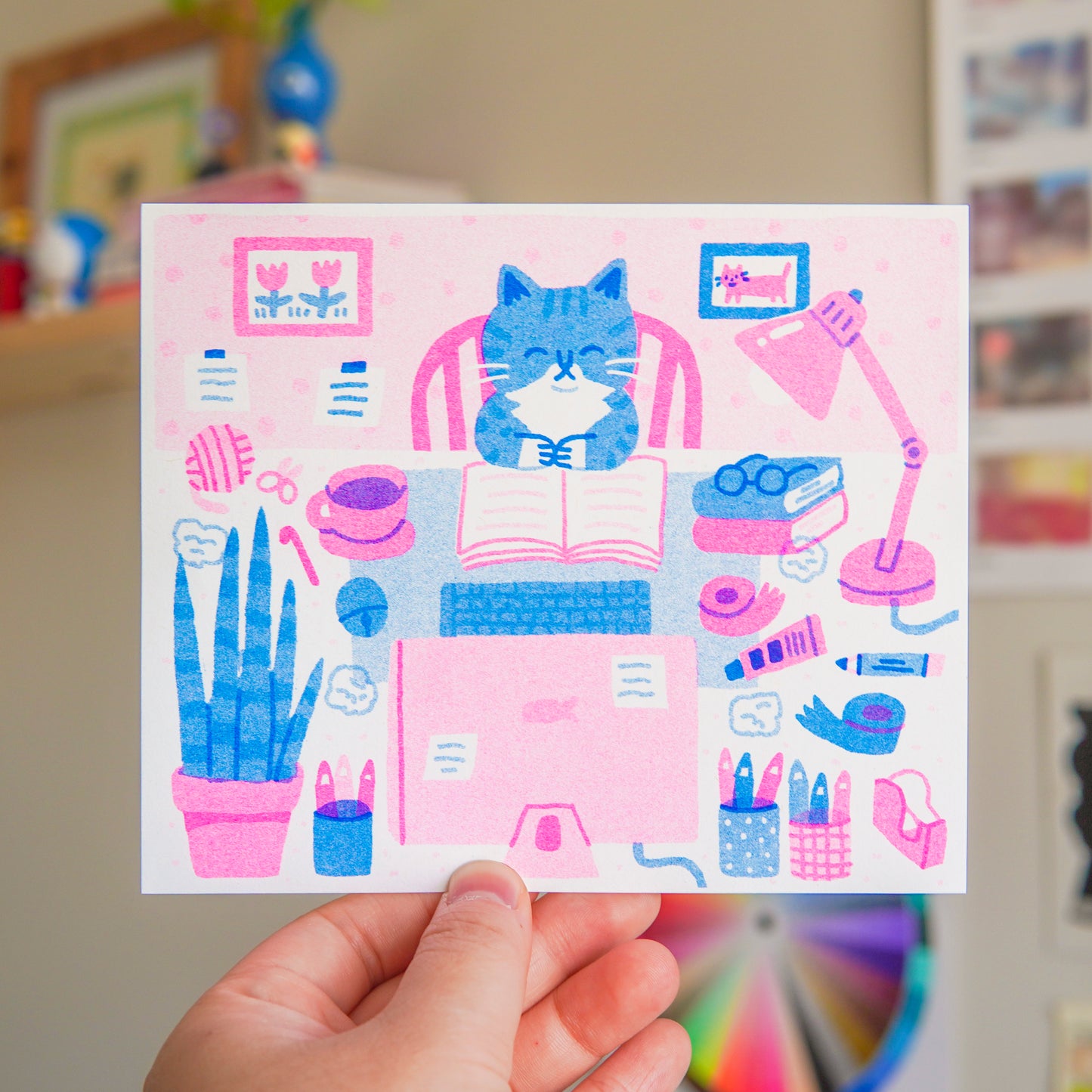Desk Cat Riso Print