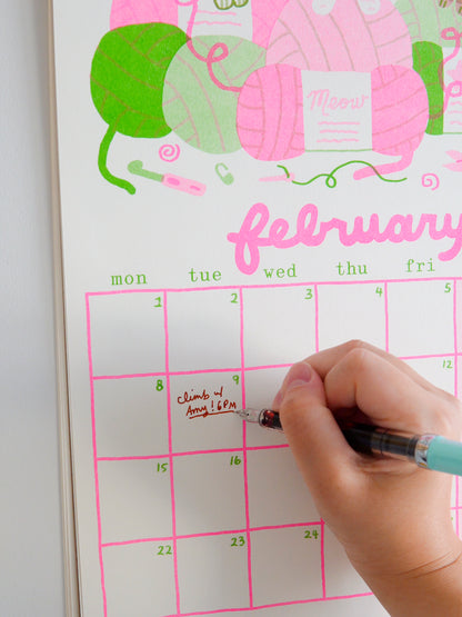 PRE-ORDER 2027 Risograph Cat Calendar