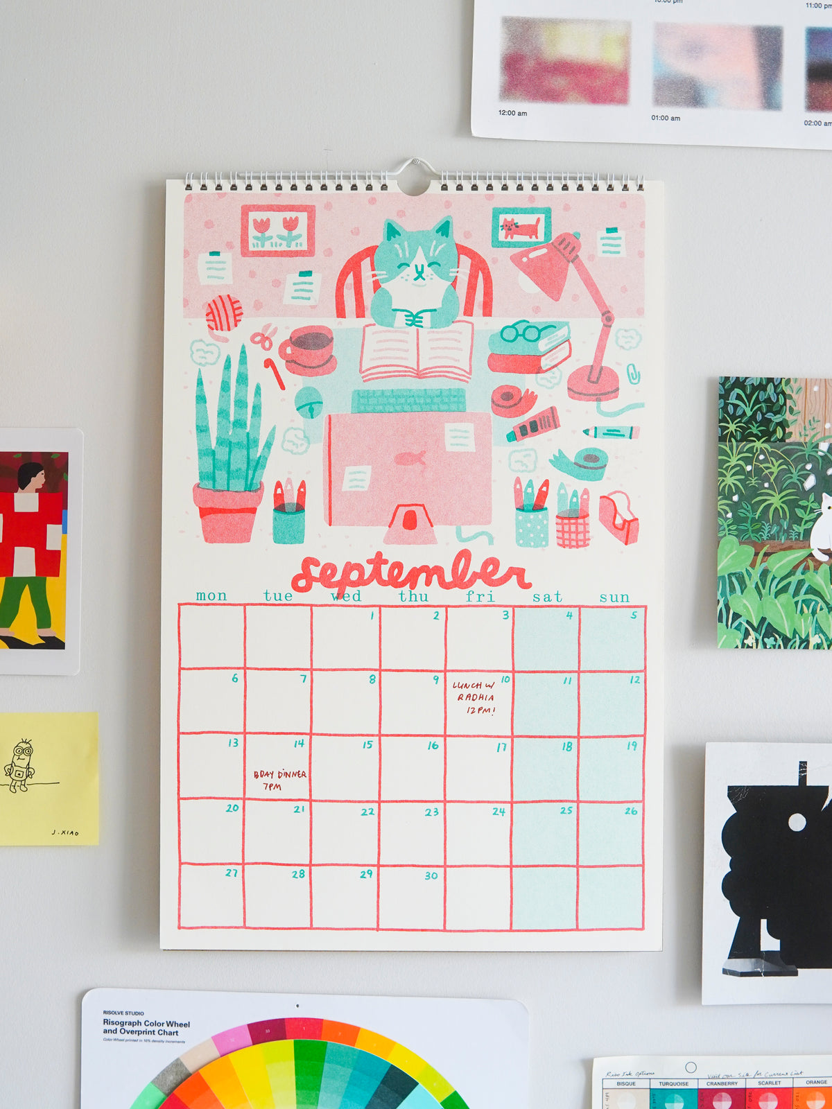PRE-ORDER 2027 Risograph Cat Calendar