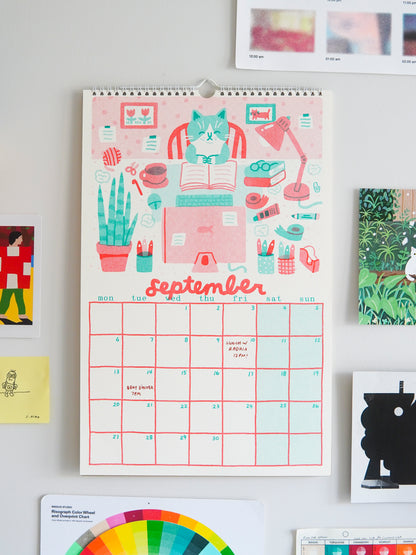 PRE-ORDER 2027 Risograph Cat Calendar
