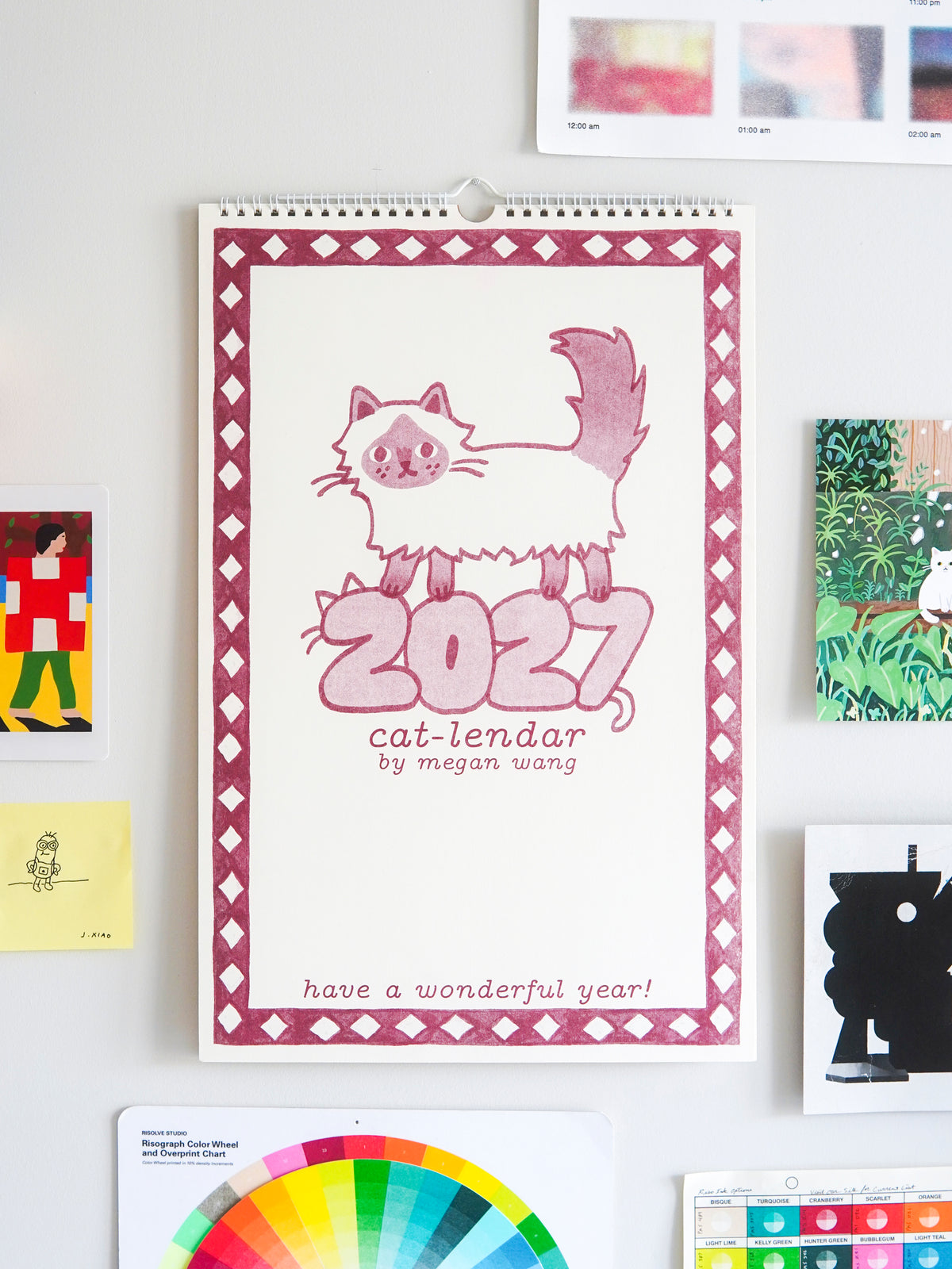 PRE-ORDER 2027 Risograph Cat Calendar