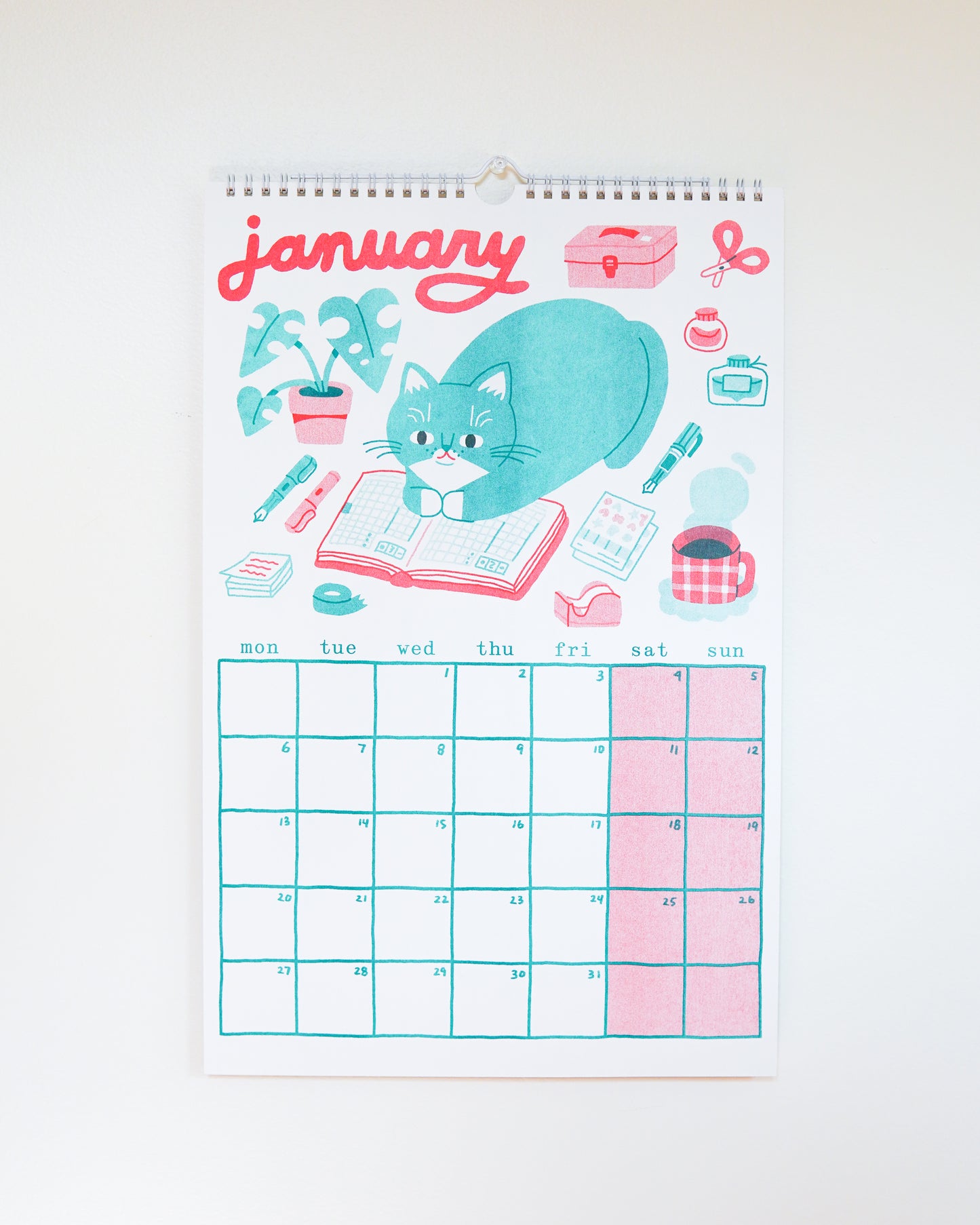 PRE-ORDER 2025 Risograph Cat Calendar