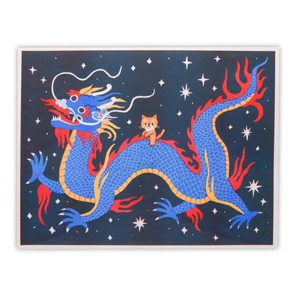 Dragon Rider Risograph Print 🐉
